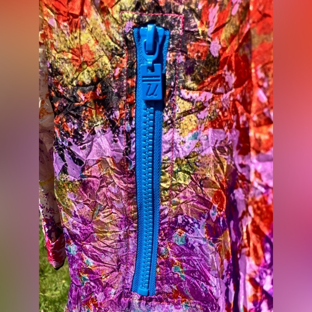 NWT UBU Clothing Co. Ibiza Abstract Hooded Crinkle Raincoat Jacket Size M - Picture 6 of 15